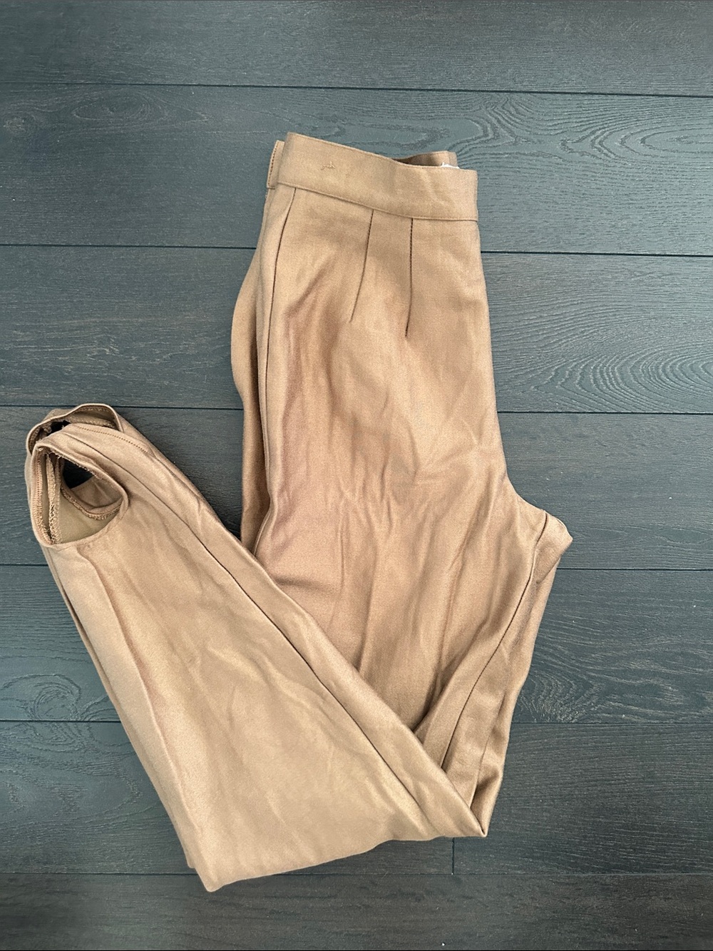 Votre Nom Paris Tan High-Rise Tailored Trousers
